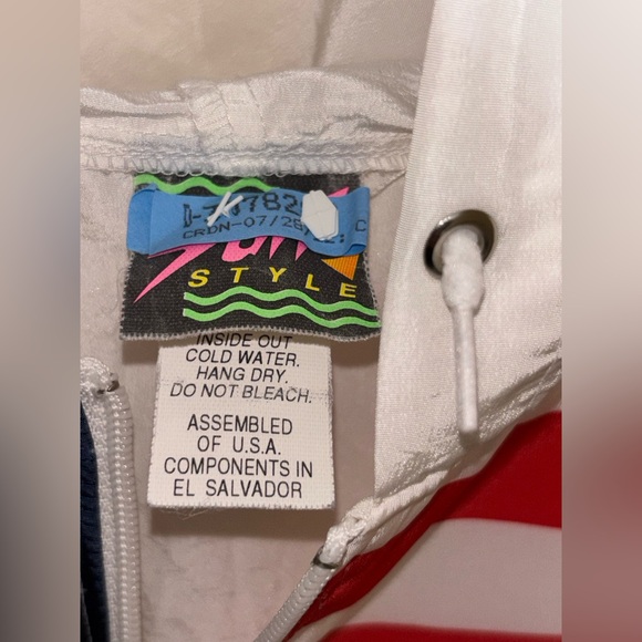 Vintage Surf Style Windbreaker Jacket OSFA Surfer Retro 80s USA Flag Fast Ship - Picture 8 of 10